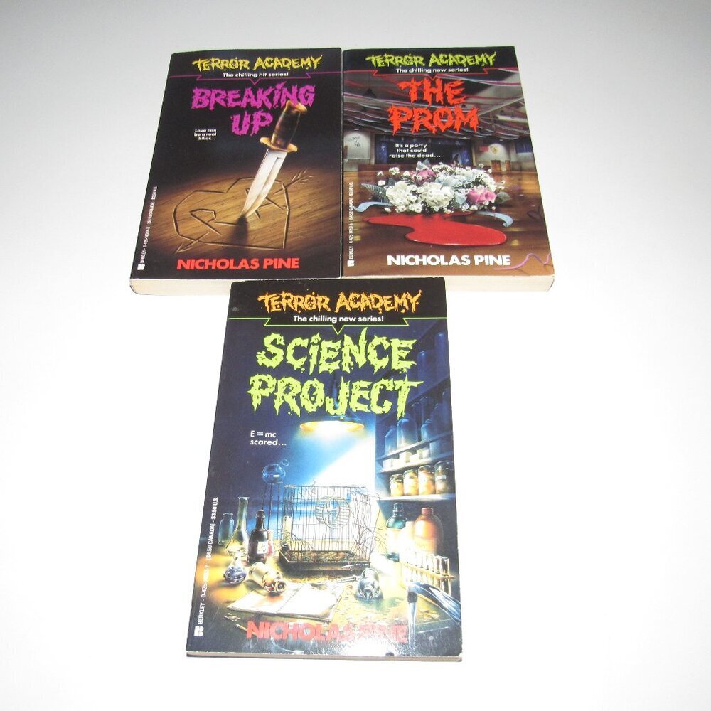 Terror Academy Vintage Horror Paperback Lot by Nicholas Pine – 3 Book Set
